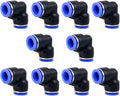 Elbow Push to Connect Fitting, 3/8" OD Pneumatic Air Line 90 Degree Quick Push Lock Adapter (Pack of 10)