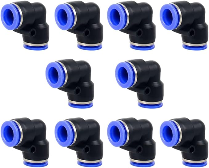 Elbow Push to Connect Fitting, 5/32" OD Pneumatic Air Line 90 Degree Quick Push Lock Adapter (Pack of 10)
