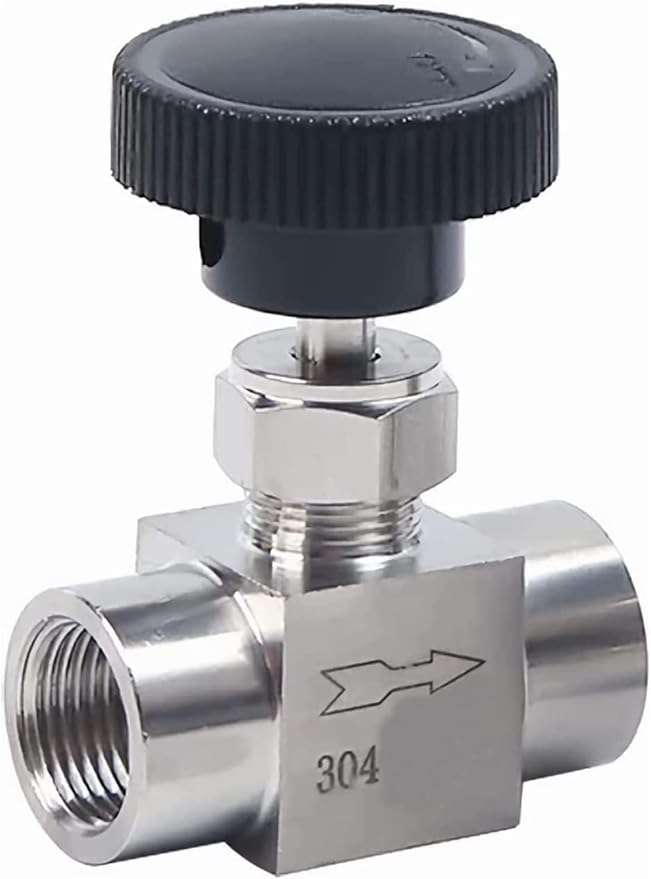1/8 1/4 3/8 1/2 Inch NPT Valves 304 Stainless Steel NPT Female Needle for Valve Flow Control Water Gas Oil (NPT 1/2)