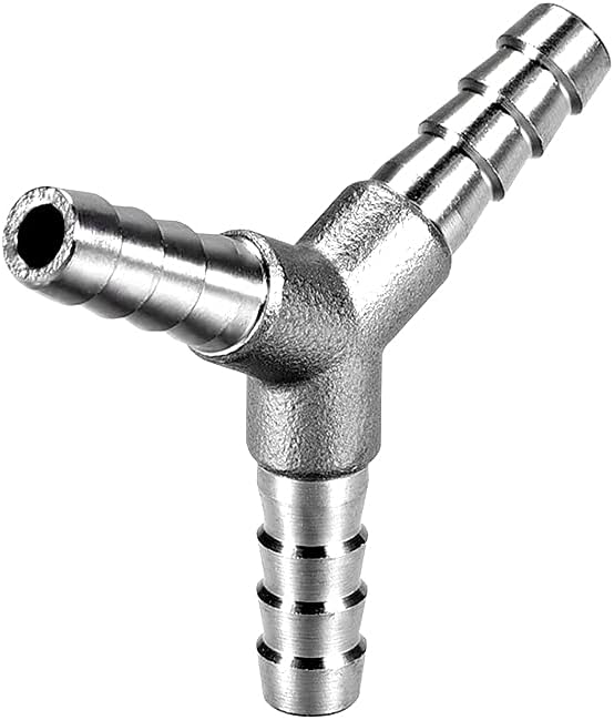 1/4" Hose Barb Fitting Equal Barbed Y Shaped 3 Way Wye Stainless Steel Tubing Joint Splicer Mender Adapter Union for Tubing Pipe Household Fuel Gas Liquid Air (2 Pcs with 6pcs Hose Clamps)