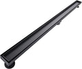 Linear Shower Floor Drain, Black 48 Inch 304 Stainless Steel Bathroom Drains Kit, Rectangular Shower Trench Drain with Reversable Tile-in Pattern Drain Cover & Hair Catcher