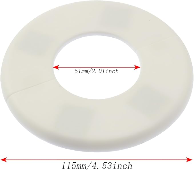 2PCS 51mm Self Adhesive ABS Wall Hole Cover Plate Pipe Penetration Hole Concealer Split Flange Pipe Guard Ring Fits All Household Pipes Angle Valves and Faucets White