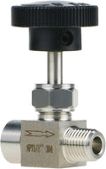 Angry Pony Stainless Steel 304 MNPT 1/8 × FNPT 1/8 female Straight Needle Valve, High Pressure Hydraulic Flow Control Valve for Water Oil Gas Systems, 900 PSI