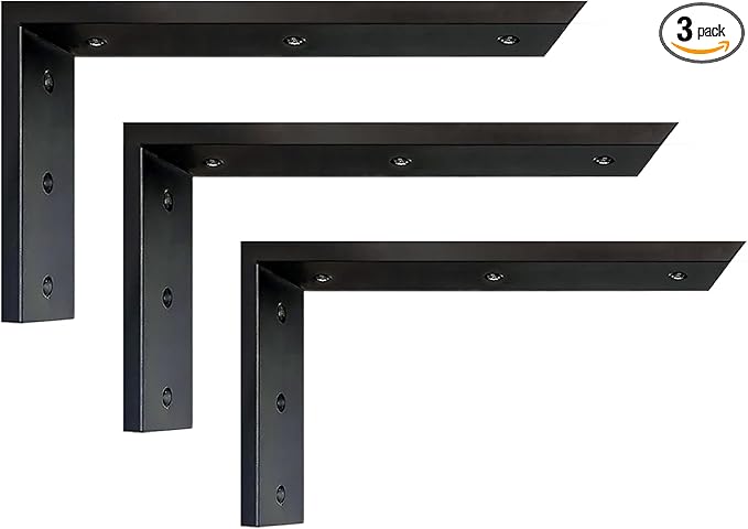 Countertop Support Bracket 12 inch 3 Pack Granite Countertop Bracket 12" x 6" x 2 1/2" Heavy Duty Shelf Bracket L Bracket Mantel Corbels for Wood/Quartz/Concret/Laminate Countertops