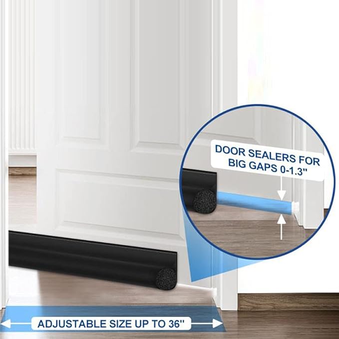 MAXTID Under Door Draft Stopper 36 inches Grey Door Draft Blocker Exterior Door Seal Strips Weatherstripping Doors Sweep Guard