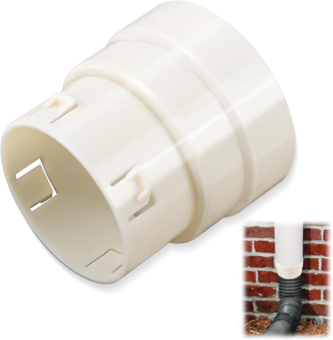 4" PVC to Corrugated Pipe Adapter, 4" Corrugated Pipe to PVC Adapter to 4" SDR 35 or 4" SCH 40, 4 inch Corrugated Drain Pipe Fittings for Yard and Gutter Drainage Systems