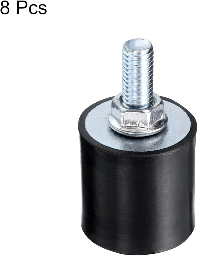 uxcell 2pcs M8x23mm Rubber Isolator Mounts with Studs 30x30mm Male Female Vibration Shock Absorber Zinc Plated Cylindrical Thread Mounts Anti Vibration Isolators with 2pcs M8 Lock Nuts