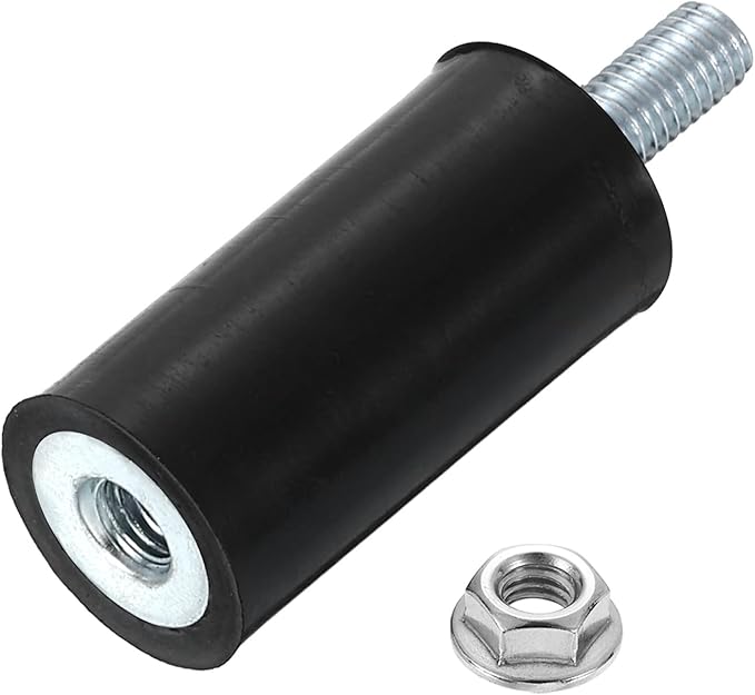 uxcell M5 Rubber Mounts, 1Pcs 15x30mm(DxH) Rubber Cylindrical Anti Vibration Isolator Shock Absorber with Lock Nut for Car Bobbin Generator Air Compressors