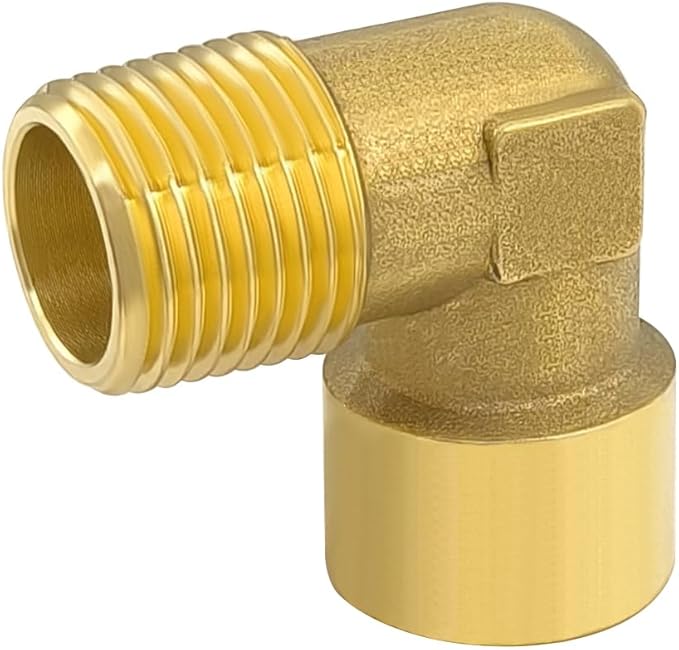 Hooshing 2PCS 90 Degree Street Elbow 1/2" NPT Male to 1/2" NPT Female Brass Pipe Fitting