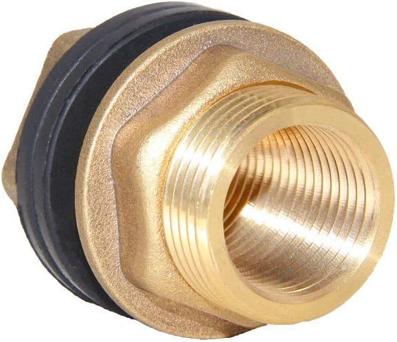 Joywayus 3/8" Female 1/2" Male Soild Brass Water Tank Connector Bulkhead Tank Fitting With 2 Rubber Ring Stablizing
