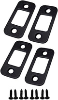 QCAA Solid Brass Deadbolt Strike Plate, Door Backplate, Round Corner, 1" x2-1/4", Matte Black, 4 Pack, Made in Taiwan