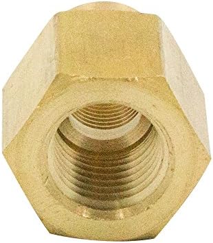 Brass Reducing Coupling 1/2" NPT Female x 1/4" NPT Female, Hex Reducer Coupler Adapter Pipe Fitting 1200psi (Pack of 2)