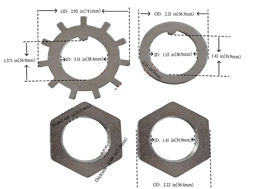 Replacement 1-1/2" Trailer Spindle Washer Nut Kit K71-367-00 Fits Dexter 9K 10K GD Round Spindle End Axle
