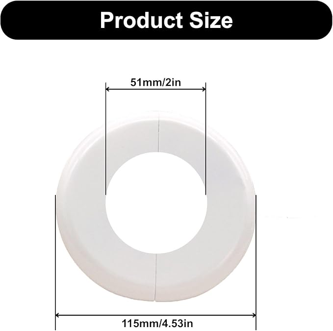 4 Pcs Wall Split Flange, Plumbing Cover Plates, Self-Adhesive ABS Escutcheon Plate for Faucet Kitchen Toilet Decorative (51mm/2.01in)