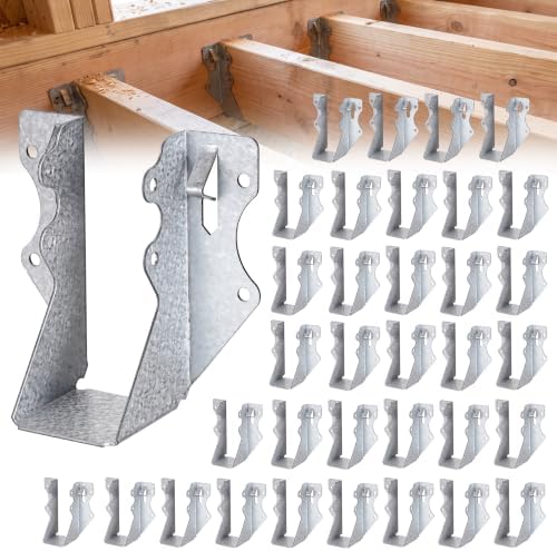 35 Pack Steel 2x4 Joist Hangers for Wood, Galvanized Face Mount Bracket | 20 Gauge Double Shear Face Mount Joist Hanger for Wood Rafter Pergolas, Floor Deck and Ceiling Joists