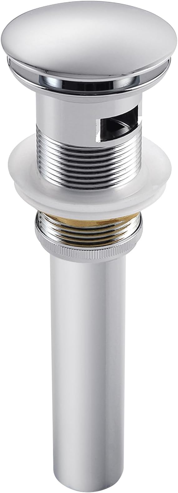 Bathroom Sink Pop Up Drain Kit Vessel Push Button Drain Stopper Assembly Vanity Sink Drain with Overflow, Polished Chrome