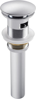 Bathroom Sink Pop Up Drain Kit Vessel Push Button Drain Stopper Assembly Vanity Sink Drain with Overflow, Polished Chrome