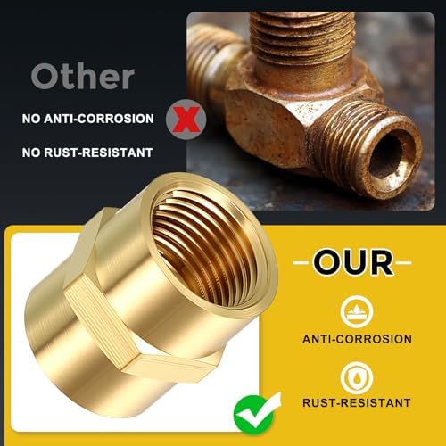 METALLIXITY 6PCS 3/8" FeMale NPT x 1/4" FeMale NPT Thread Brass Coupling