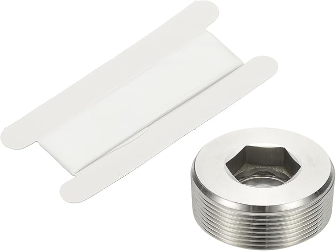 PATIKIL 2" NPT Male Internal Hex Pipe Fitting, 304 Stainless Steel Pipe Plug Fitting Assortment Kit Countersunk Thread Head Socket Pipe Plug Fitting Adapter with Tape, Silver