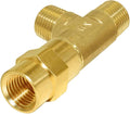 Joywayus 1/2 Inch NPT Brass Pipe Fitting Barstock Tee 3 Way 1/2" NPT Male x 1/2" NPT Male x 1/2" NPT Female Hose Fitting