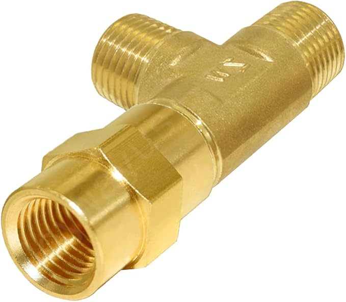 Joywayus 1/2 Inch NPT Brass Pipe Fitting Barstock Tee 3 Way 1/2" NPT Male x 1/2" NPT Male x 1/2" NPT Female Hose Fitting