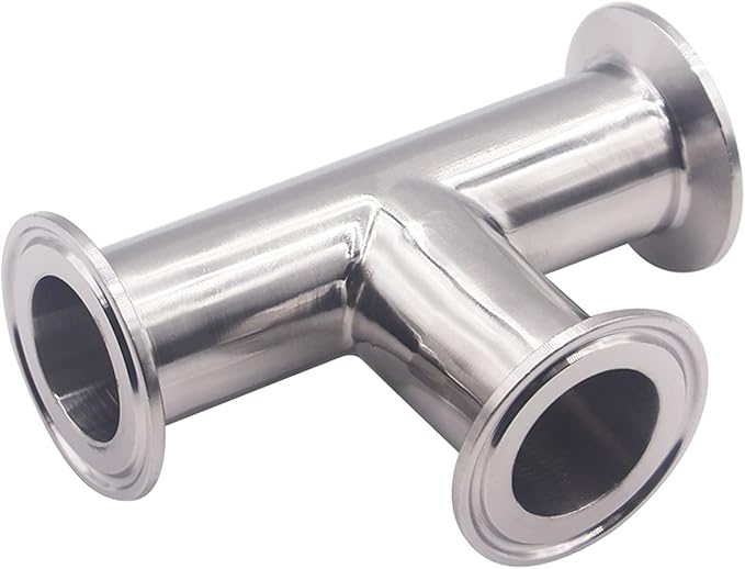 DERNORD 2 Pack Clamp Tee 3 Way SS304 with 6 Silicone Gaskets Fits 1.5" Tri Clamp, 38mm Pipe OD Sanitary Fittings(1.5 inch)