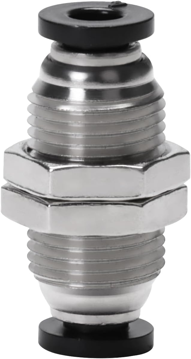 Bulkhead Union Push to Connect Tube Fitting 4mm Tube OD Double Threaded (10 Packs)