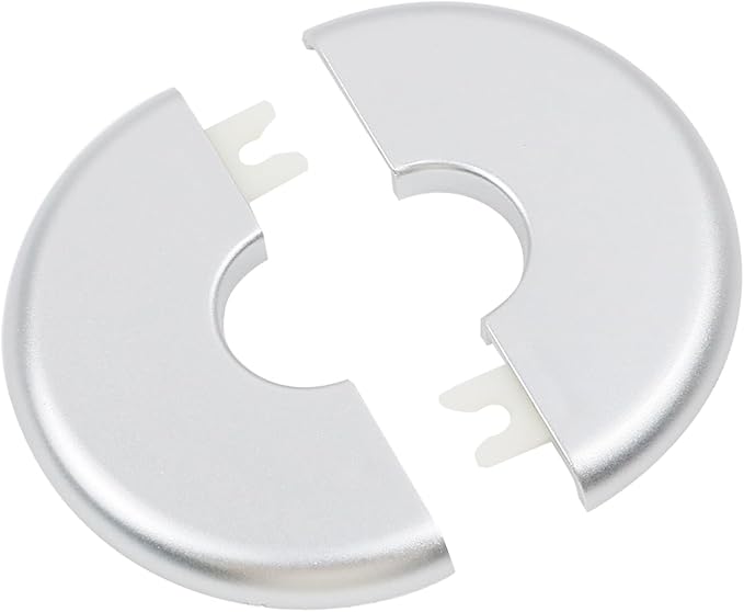 2 Pcs Wall Split Flange, ABS Round Self-Adhesive Escutcheon Plate Buckles Design for 0.86"/22mm,Silver