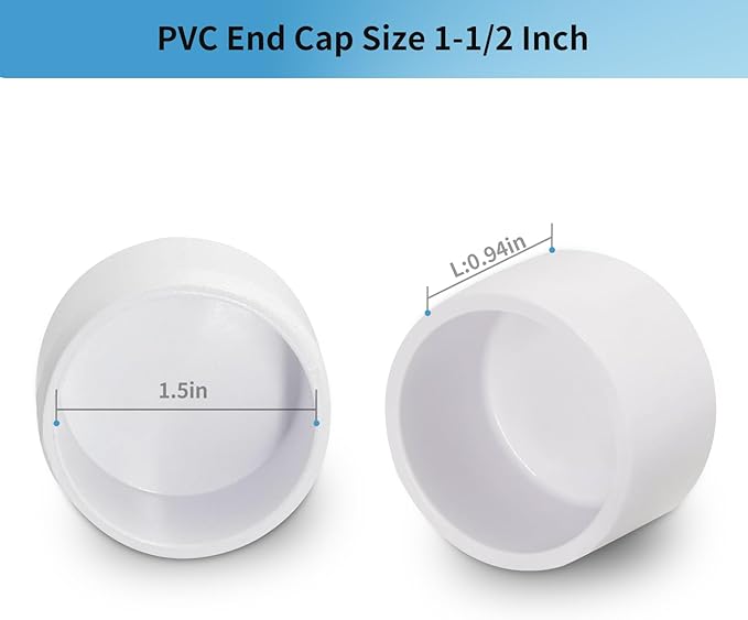 LESSO 4PCS 1-1/2" PVC End Cap, Pipe Fitting Furniture Grade, 1-1/2" PVC Pipe Plug Adapter for Build Furniture DIY Garden Shelf, SCH40 White
