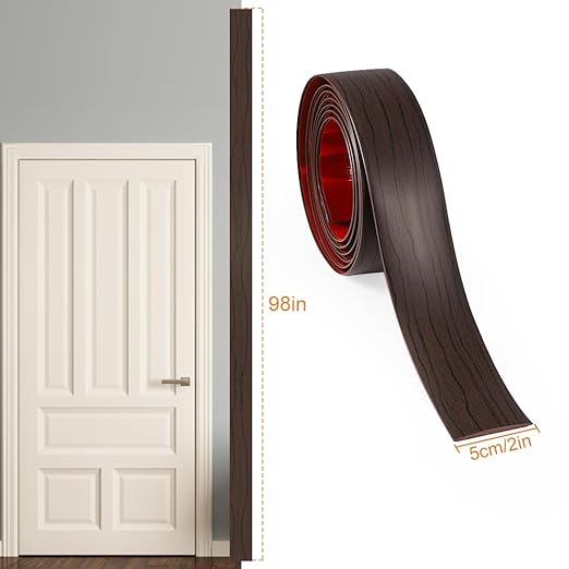 8Ft Floor Transition Strip, 2in Wide Self Adhesive Vinyl Threshold Strip for Joining Floor Gaps Wood Grain Design Tap (2in Wide, Walnut Coffee)