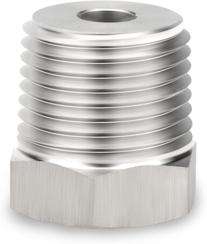5PCS 304 Stainless Steel Reducer Hex Bushing, 1/2" NPT Male x 1/8" NPT Female, Reducing Pipe Adapter Fitting, for Air/Fuel/Water/Gas/Oil