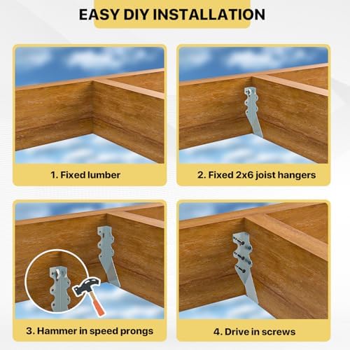 25 pcs 2x6 Joist Hanger,LU26 18 Gauge Double Shear Face Mount Joist Hanger,Hurricane Ties for Rafters Tie Brackets Great for Floor Deck and Ceiling Joists