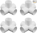 2 Inch Tee PVC Fitting 5 Way Elbow Connector, Furniture Grade 90 Degree Elbow Side Outlet, PVC Corner Fittings for Building Furniture Greenhouse Shed Pipe Fittings Tent Connection (Pack of 4)
