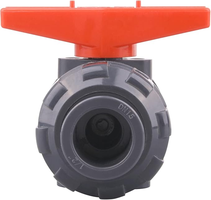 DERNORD 2 Pack PVC True Union Ball Valve with Full Port, EPDM O-Rings, and Reversible PTFE Seats,Rated at 200 PSI (1/2 inch Socket)