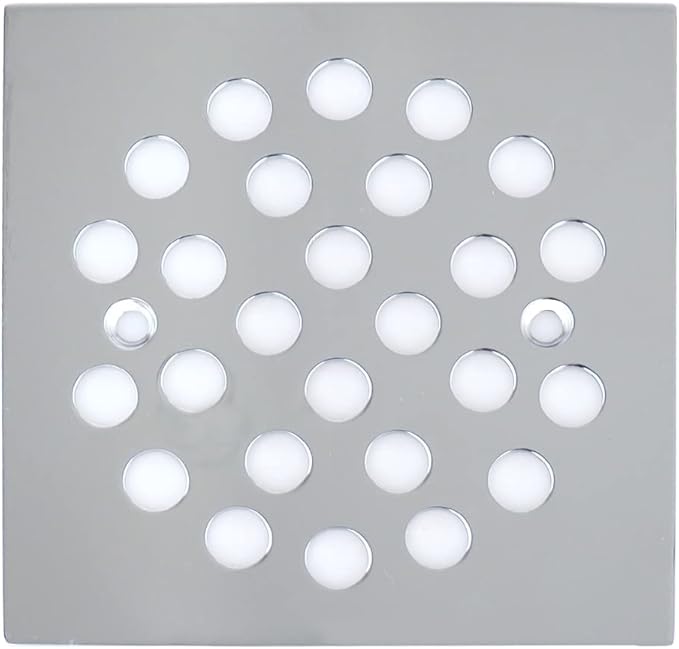 4-1/4 Inch Screw-in Square Floor Drain Cover Replacement Shower Grates with Screws (Chrome)