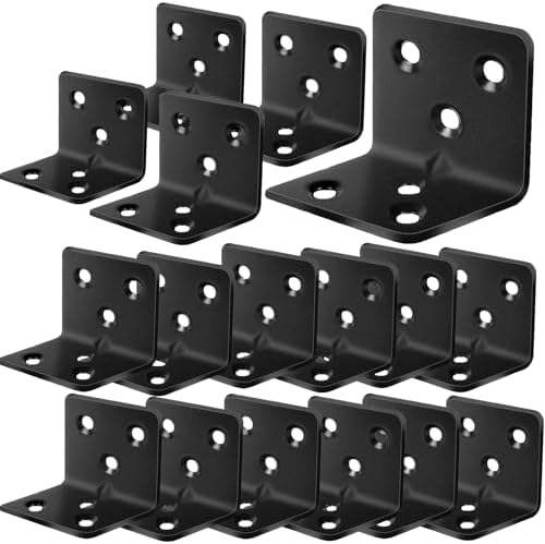 40Pcs 1.2”x1.2”Stainless Steel Black Brackets 1.5”Wide Small Angle Bracket