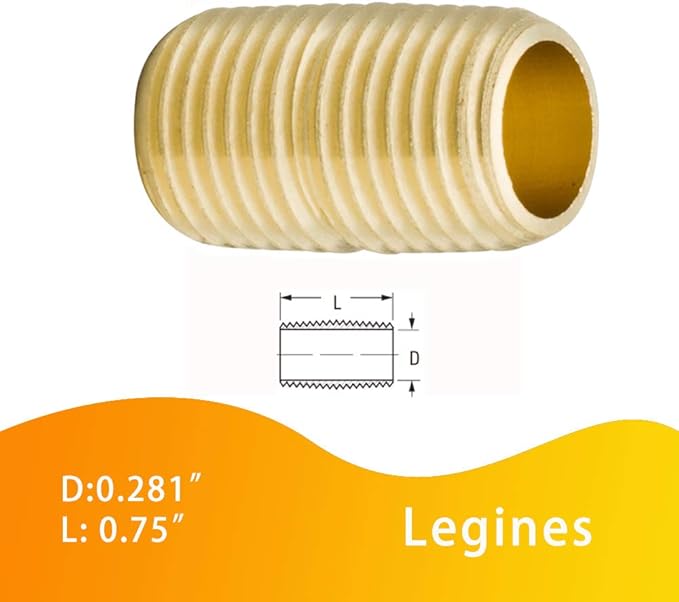 Legines Brass Pipe Fitting Close Nipple, 1/8" NPT Male x 1/8" NPT Male, 3/4" Length 1200psi (pack of 2)