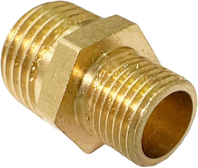 1/4" x 1/8" Male Threaded Hex Nipple Reducer Brass NPT Pipe Fitting Adapter Straight Connectors Pack of 5