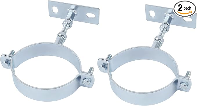 2 Pcs 3 Inch Adjustable Pipe Bracket, Heavy Duty Galvanized Steel Split Ring Hanger，Chimney Adjustable Wall Strap，Pipe Bracket Clamp Strap，chimney pipe support bracket
