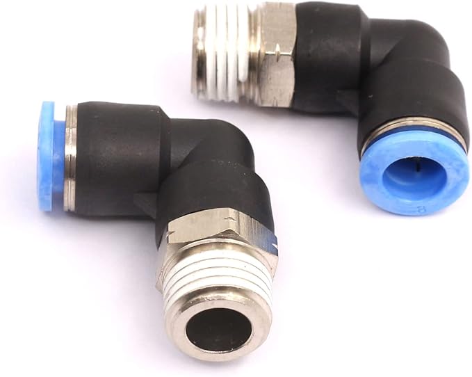 CEKER 1/8 Elbow Male Airlines Push Fittings 90 Degree Push to Connect Fittings Air Fittings, PL 6MM Tubing Od x 1/8" Npt Thread Pneumatic Push In Connectors Quick Connect Tube Fittings 2Packs