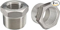 Beduan Stainless Steel Reducer Hex Bushing, 1/4" Male NPT to 1/8" Female NPT, Reducing Cast Pipe Adapter Fitting(Pack of 2)