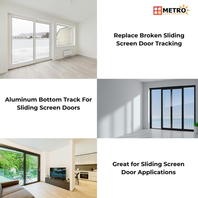 Sliding Screen Door Tracking - Silver Deluxe Bottom Track - Easy Assembly Hardware for DIY - Heavy Duty Silver Aluminum Track - 1” Wide 3/8” Tall - 48 in, 4 Piece
