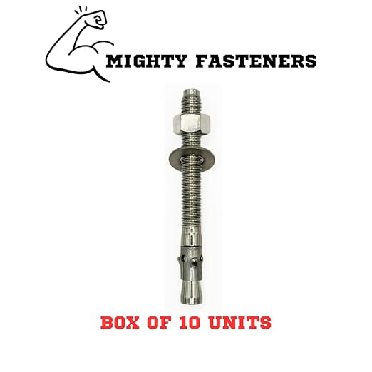 Premium 316 Stainless Steel Wedge Anchor, 5/8"-11 X 4-1/2" – Heavy Duty Corrosion Resistant Fastener for Concrete and Masonry Applications 10 Pack