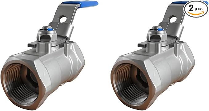 2Pcs 3/4'' Stainless Steel 304 Ball Valves, NPT Female Full Port Ball Valve Heavy Duty Shut Off Valve for Water, Oil, and Gas with Locking Device, NPT Female
