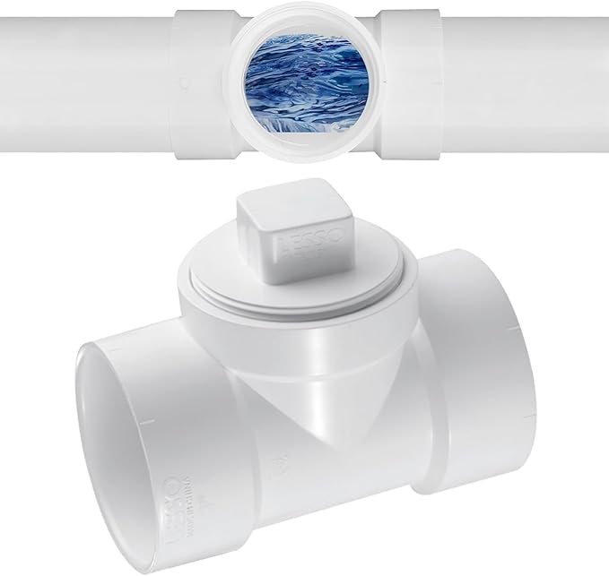 LESSO 4" PVC DWV Cleanout Tee with Plug Sewer Adapter, 4" Hub x 4" Hub x 4" Cleaning Plug with Female, for Drainage Piping Ventilation and Other System Drain, SCH40 White
