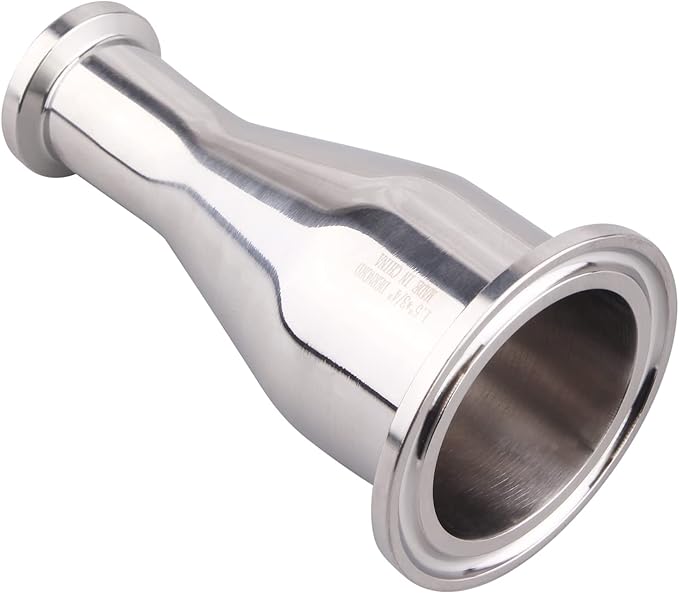 DERNORD Sanitary Fitting Reducer Fitting SUS304 Tri Clamp Ferrule Style 1.5" Tube OD to 3/4" Tube OD