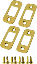 QCAA Solid Brass Deadbolt Strike Plate, Door Backplate, Round Corner, 1" x2-1/4", Polish Brass, 4 Pack, Made in Taiwan