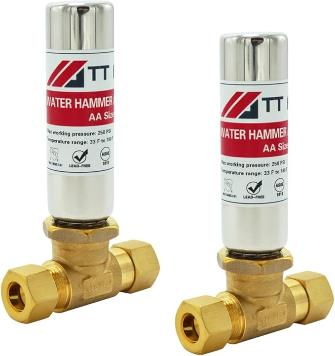 Stainless Steel Water Hammer Arrestor 3/8" male compression and 3/8" female compression For For Dishwasher and Toilet Stop Hammering Reduce Banging