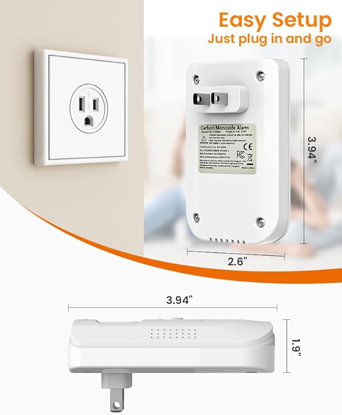 2-in-1 Natural Gas and Carbon Monoxide Detector, Plug in CO and Combustible Gas Alarm for Home Safety, Real-Time LED Digital Display, Fast Alarm at Threshold(1-Pack)