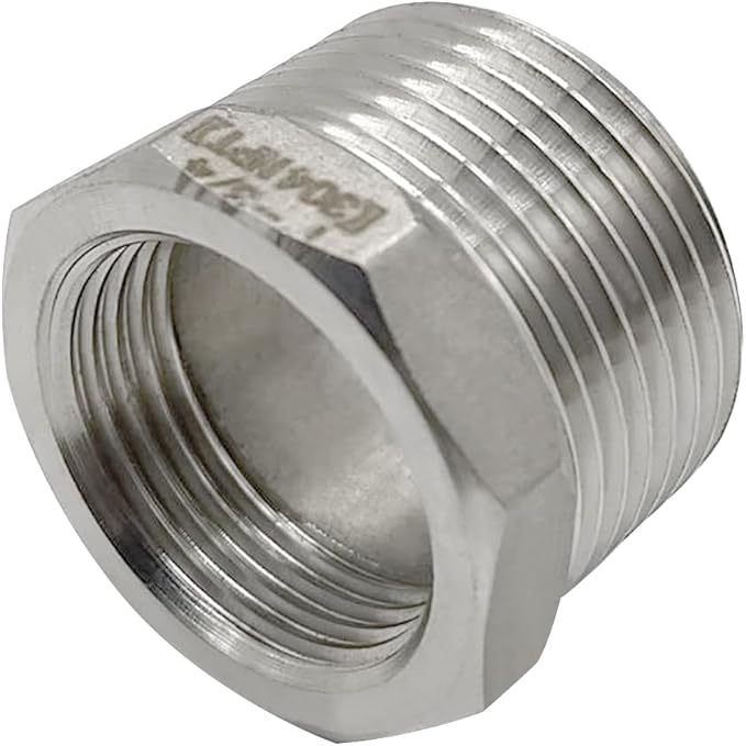 Beduan Stainless Steel Reducer Hex Bushing, 1" Male NPT to 3/4" Female NPT, Reducing Cast Pipe Adapter Fitting(Pack of 3)